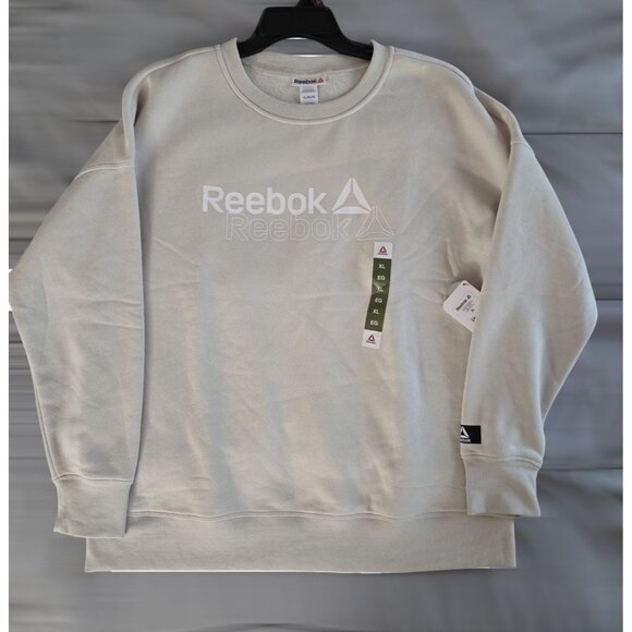 Reebok Women’s 2-Piece Set XL Jogger Sweatpants Crewneck Sweatshirt Beige - Picture 3 of 7